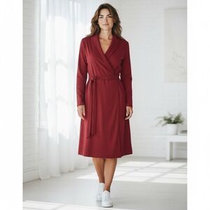 NEW! Frank & Eileen Willa Long Triple Fleece Wrap‎ Dress Women's Size Small